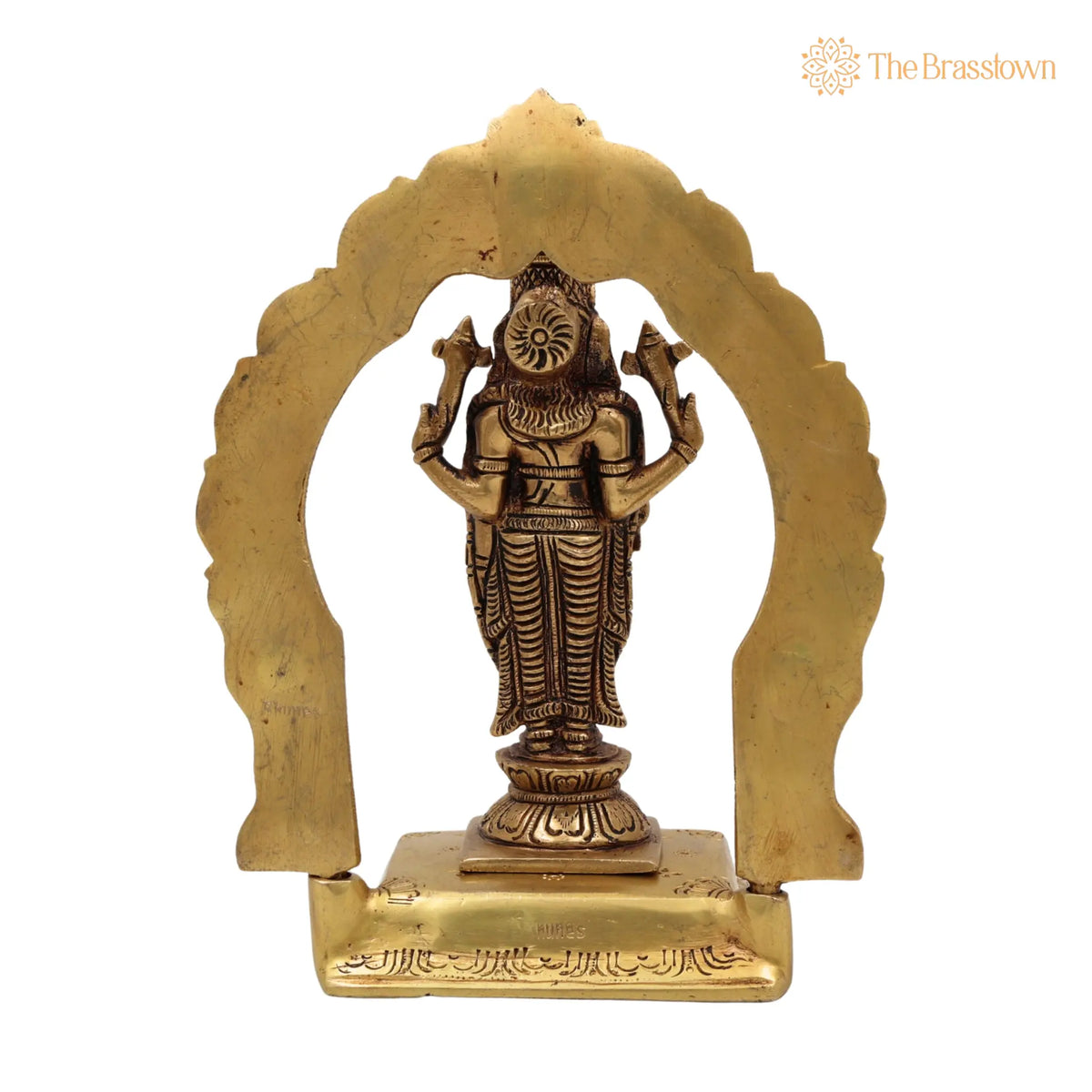 Brass Venkateshwara Balaji Idol with Prabhavali – Handcrafted Srinivasa Govinda Tirupati Balaji Statue for Home Décor, Temple Puja &amp; Gifts 8 Inch 4