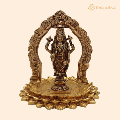 Brass Venkateshwara Balaji Idol – Handcrafted Pittal Peetal Hindu God Murti for Home Temple Pooja &amp; Décor 8 Inch 1