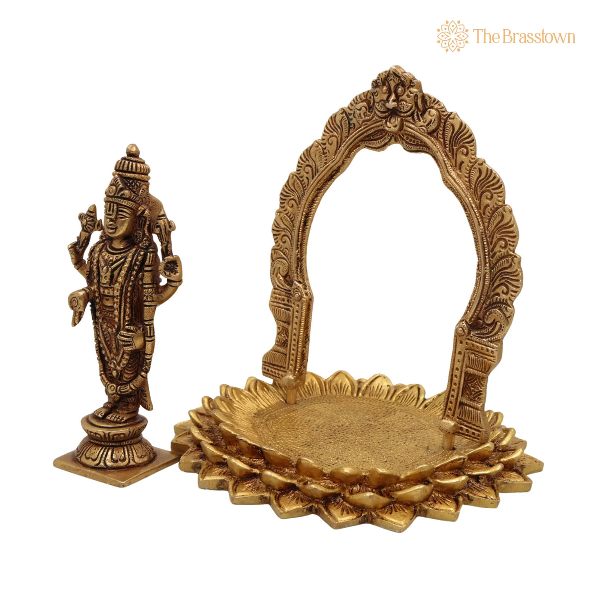 Brass Venkateshwara Balaji Idol – Handcrafted Pittal Peetal Hindu God Murti for Home Temple Pooja &amp; Décor 8 Inch 3