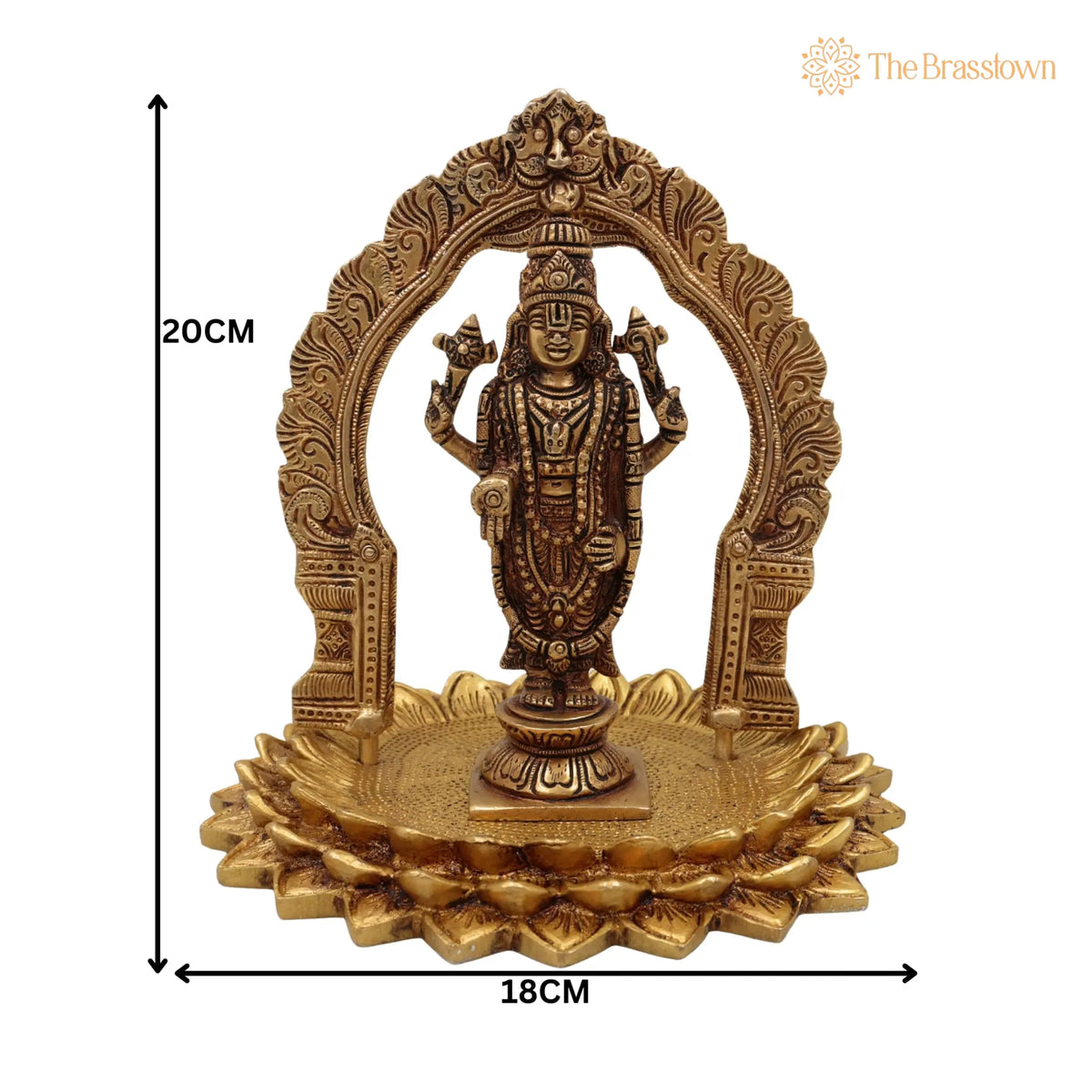 Brass Venkateshwara Balaji Idol – Handcrafted Pittal Peetal Hindu God Murti for Home Temple Pooja &amp; Décor 8 Inch 5