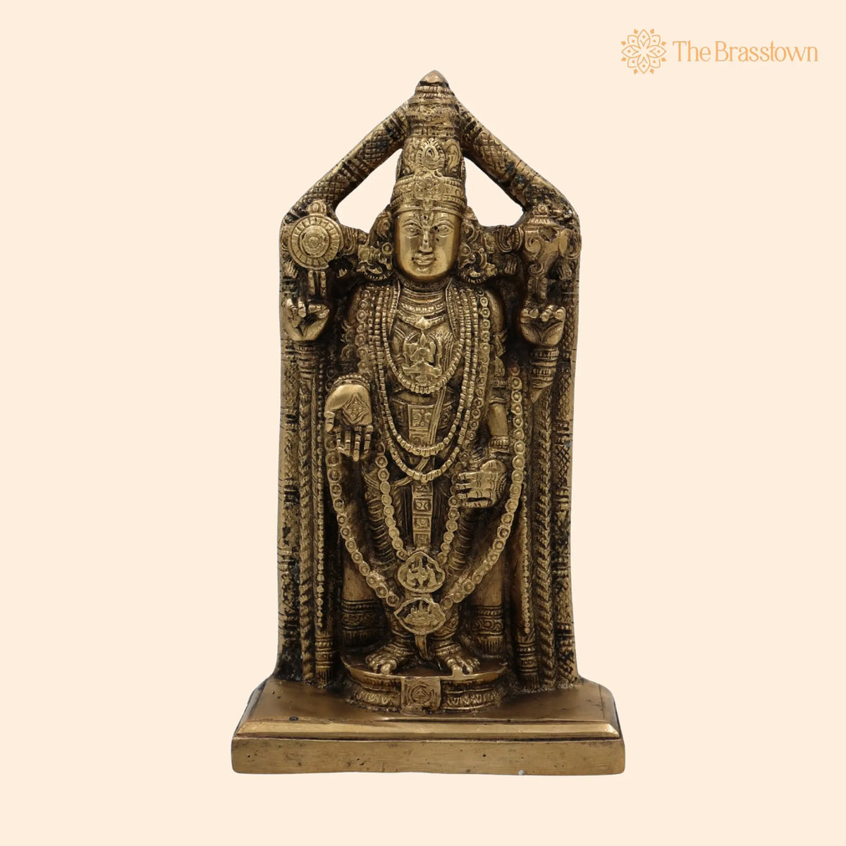 Brass Venkateswara Idol – Handcrafted Balaji Murti, Srinivasa Vigraha, Temple &amp; Home Décor, Gift Murti 9 Inch 1