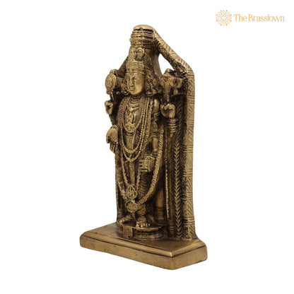 Brass Venkateswara Idol – Handcrafted Balaji Murti, Srinivasa Vigraha, Temple &amp; Home Décor, Gift Murti 9 Inch 3