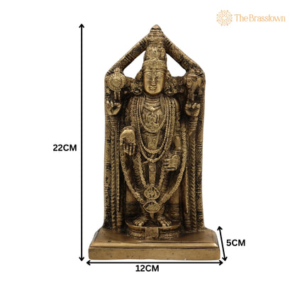 Brass Venkateswara Idol – Handcrafted Balaji Murti, Srinivasa Vigraha, Temple &amp; Home Décor, Gift Murti 9 Inch 5