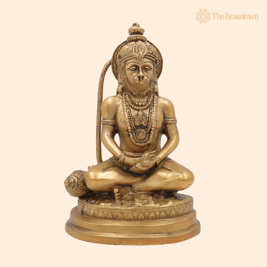 Brass Hanuman Idol for Home Temple – Handcrafted Maruti, Anjaneya, Bajrangbali, Pavanputra Murti for Pooja &amp; Gifting 7.5 Inch 1