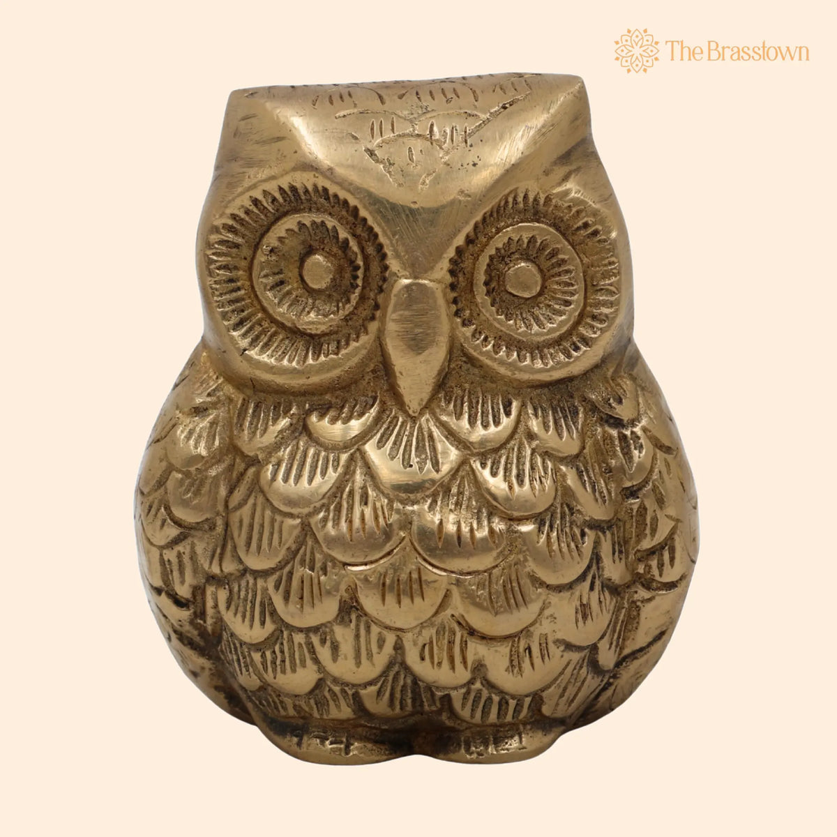Handcrafted Brass Owl Idol – Ullu, Pechu, Uluka, Lakshmi Pakshi Sculpture, Vastu, Feng Shui &amp; Home Décor Showpiece 3.5 Inch 1