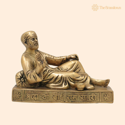 Brass Shirdi Sai Baba Idol – Handcrafted Sai Nath Murti, Peetal Pital Sai Baba Statue for Home Temple Pooja &amp; Décor 5.5 Inch 1