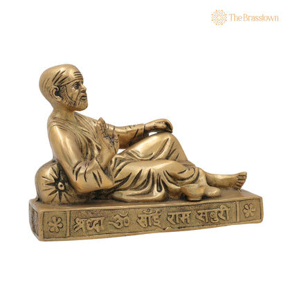 Brass Shirdi Sai Baba Idol – Handcrafted Sai Nath Murti, Peetal Pital Sai Baba Statue for Home Temple Pooja &amp; Décor 5.5 Inch 2