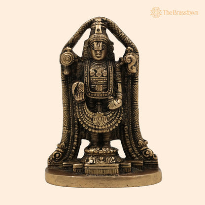 Venkateswara Balaji Brass Idol – Handcrafted Srinivasa Murti, Narayana Balaji Moorthi, Pooja Home Décor Spiritual Sculpture 5 Inch 1