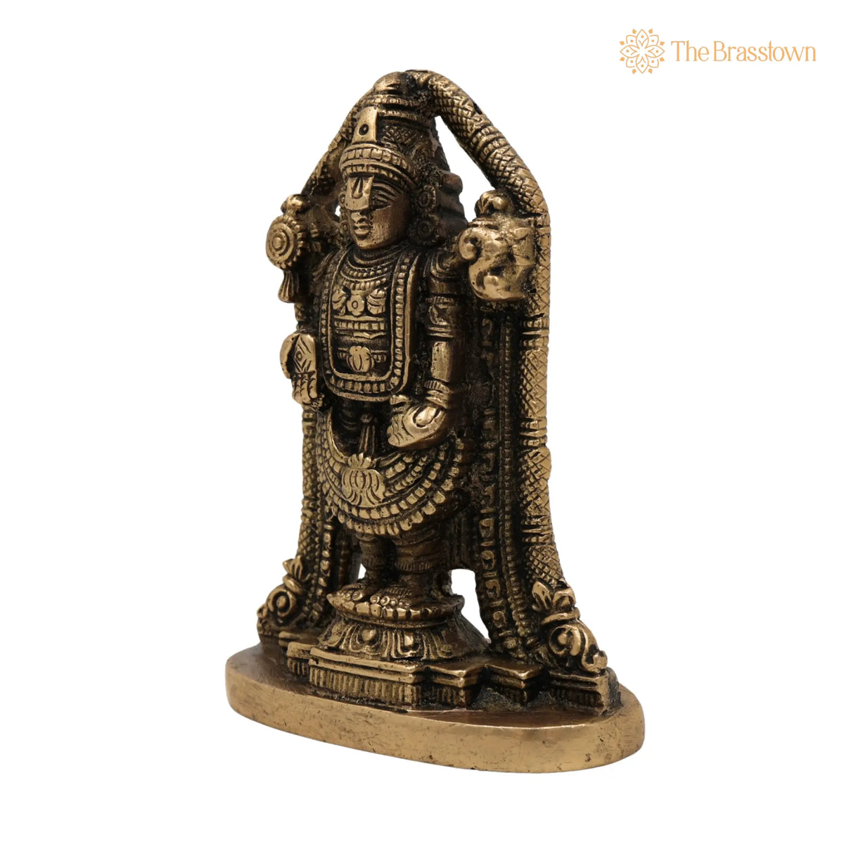 Venkateswara Balaji Brass Idol – Handcrafted Srinivasa Murti, Narayana Balaji Moorthi, Pooja Home Décor Spiritual Sculpture 5 Inch 3