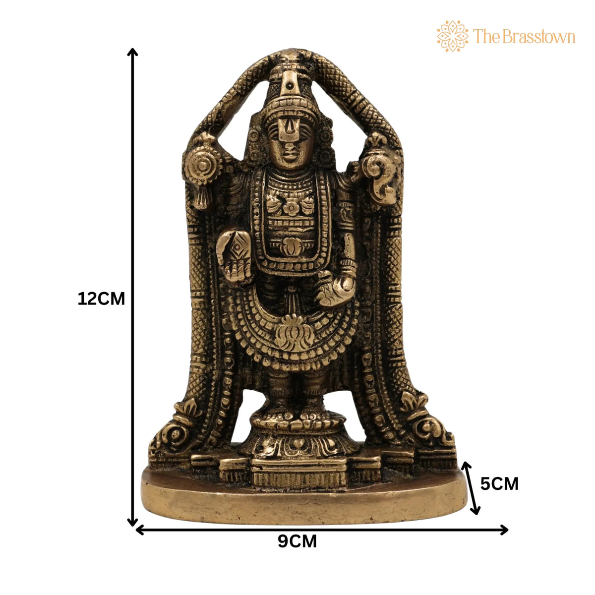 Venkateswara Balaji Brass Idol – Handcrafted Srinivasa Murti, Narayana Balaji Moorthi, Pooja Home Décor Spiritual Sculpture 5 Inch 5