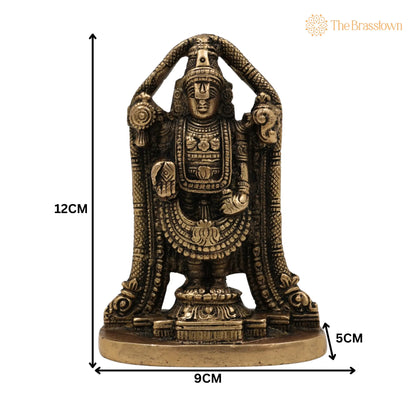 Venkateswara Balaji Brass Idol – Handcrafted Srinivasa Murti, Narayana Balaji Moorthi, Pooja Home Décor Spiritual Sculpture 5 Inch 5
