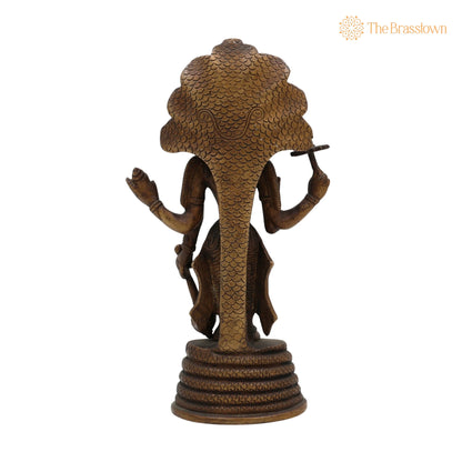 Brass Vishnu Idol – Narayana Murti, Padmanabha Murti, Home Décor &amp; Pooja Idol, Handcrafted 9.5 Inch 4