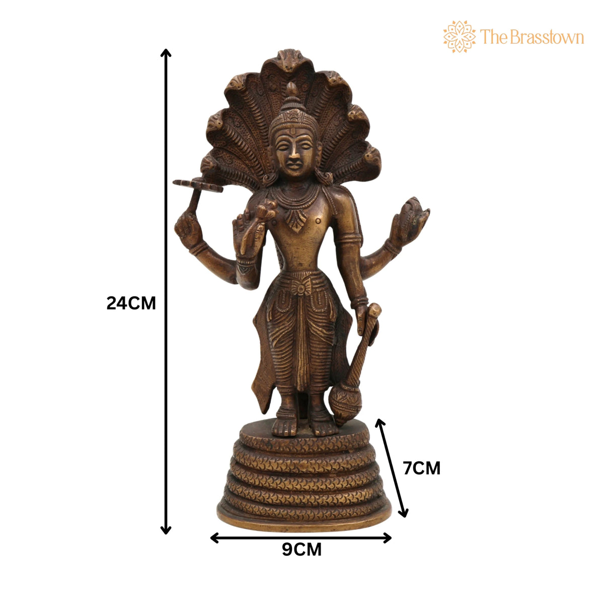 Brass Vishnu Idol – Narayana Murti, Padmanabha Murti, Home Décor &amp; Pooja Idol, Handcrafted 9.5 Inch 5