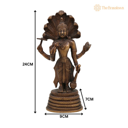 Brass Vishnu Idol – Narayana Murti, Padmanabha Murti, Home Décor &amp; Pooja Idol, Handcrafted 9.5 Inch 5