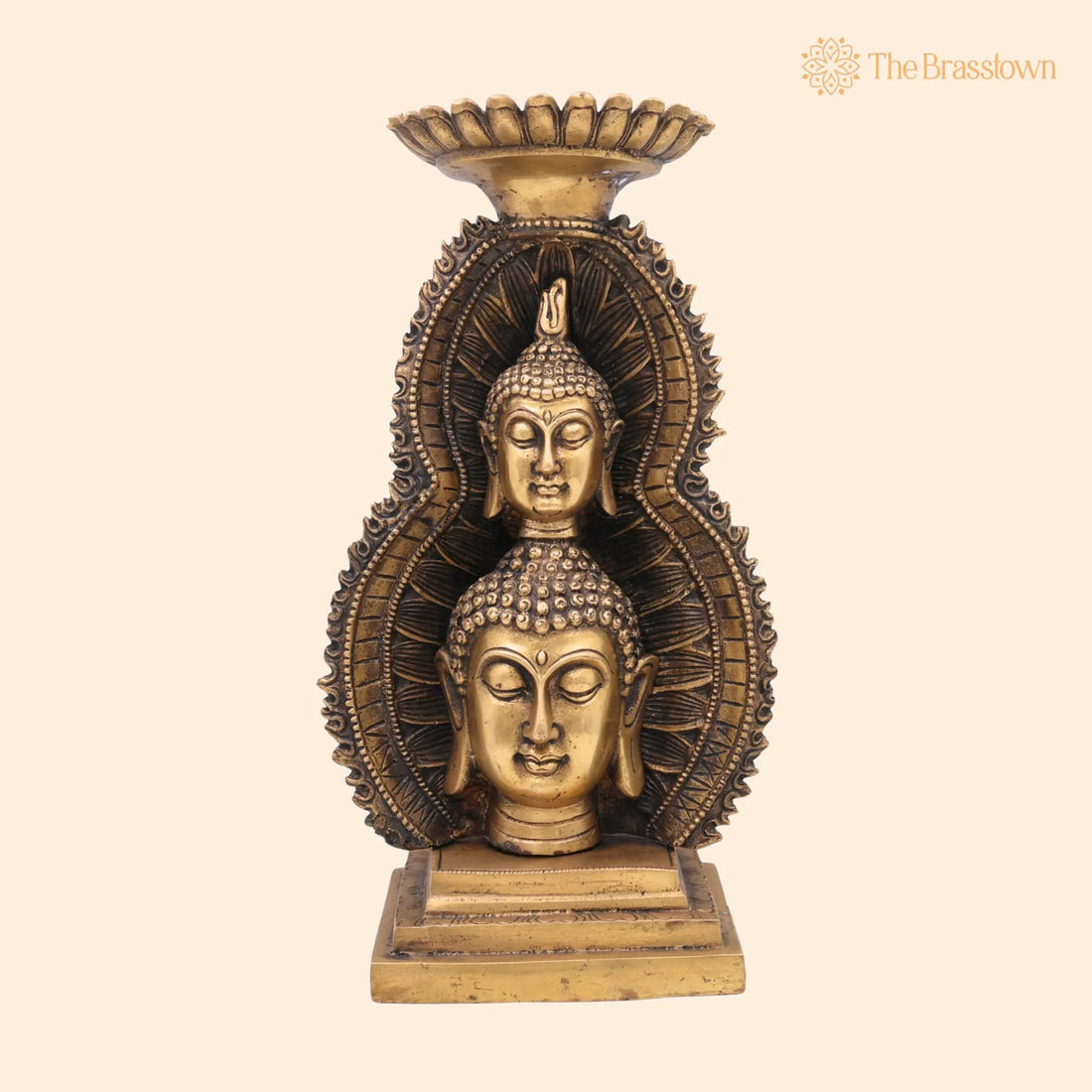 Brass Buddha Head Idol – Handcrafted Meditating Lord Buddha Face Murti, Spiritual Buddha Statue for Home, Pooja &amp; Meditation Décor 12 Inch 1