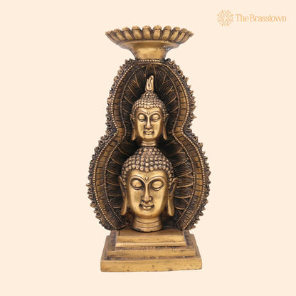 Brass Buddha Head Idol – Handcrafted Meditating Lord Buddha Face Murti, Spiritual Buddha Statue for Home, Pooja &amp; Meditation Décor 12 Inch 1