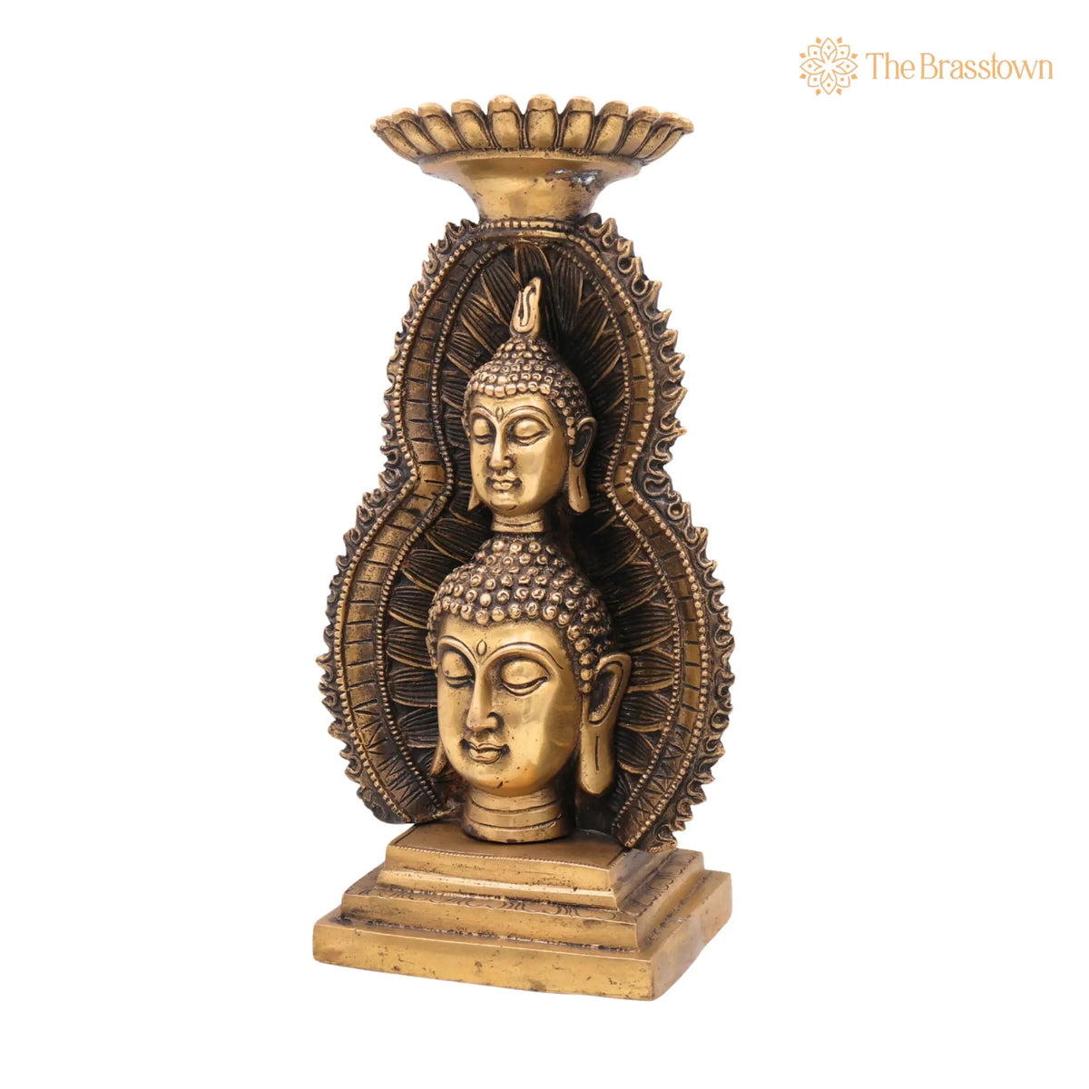 Brass Buddha Head Idol – Handcrafted Meditating Lord Buddha Face Murti, Spiritual Buddha Statue for Home, Pooja &amp; Meditation Décor 12 Inch 3
