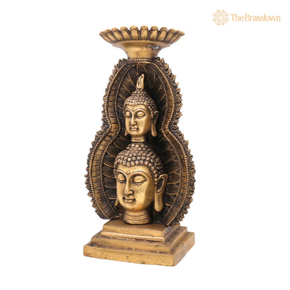 Brass Buddha Head Idol – Handcrafted Meditating Lord Buddha Face Murti, Spiritual Buddha Statue for Home, Pooja &amp; Meditation Décor 12 Inch 3