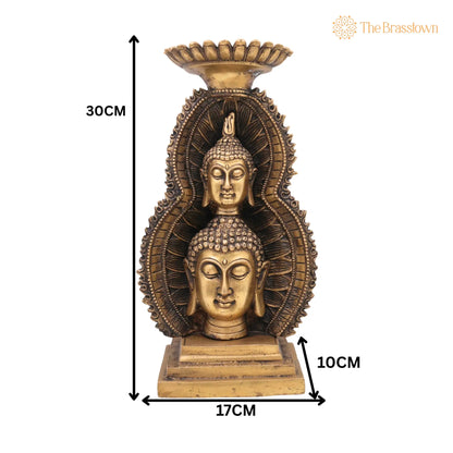 Brass Buddha Head Idol – Handcrafted Meditating Lord Buddha Face Murti, Spiritual Buddha Statue for Home, Pooja &amp; Meditation Décor 12 Inch 5