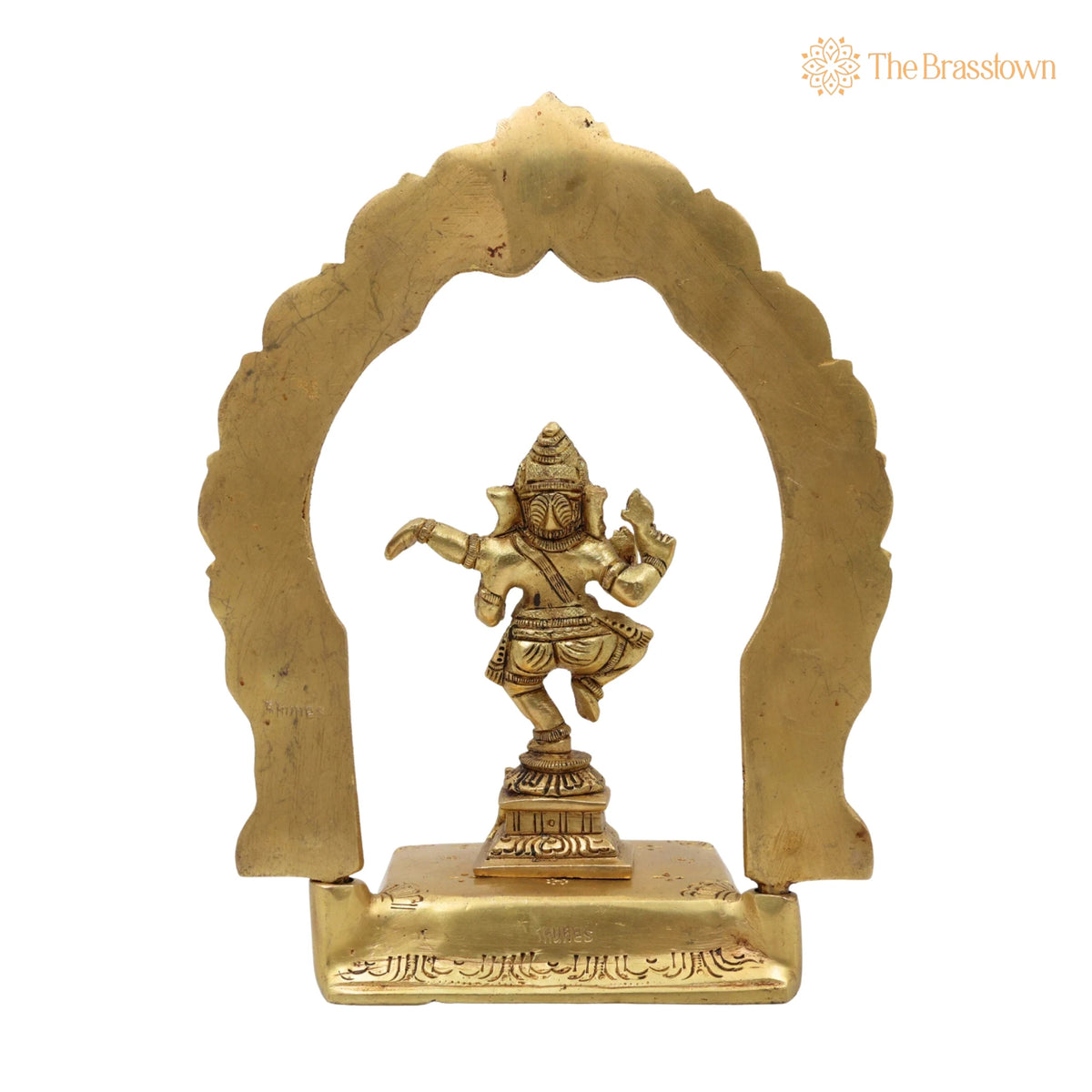 Brass Ganesha with Prabhavali Idol – Handcrafted Vinayaka Ganapati with Arch, Pillaiyar Ganesh Ji Murti for Home, Temple &amp; Gift Décor 7 Inch 4