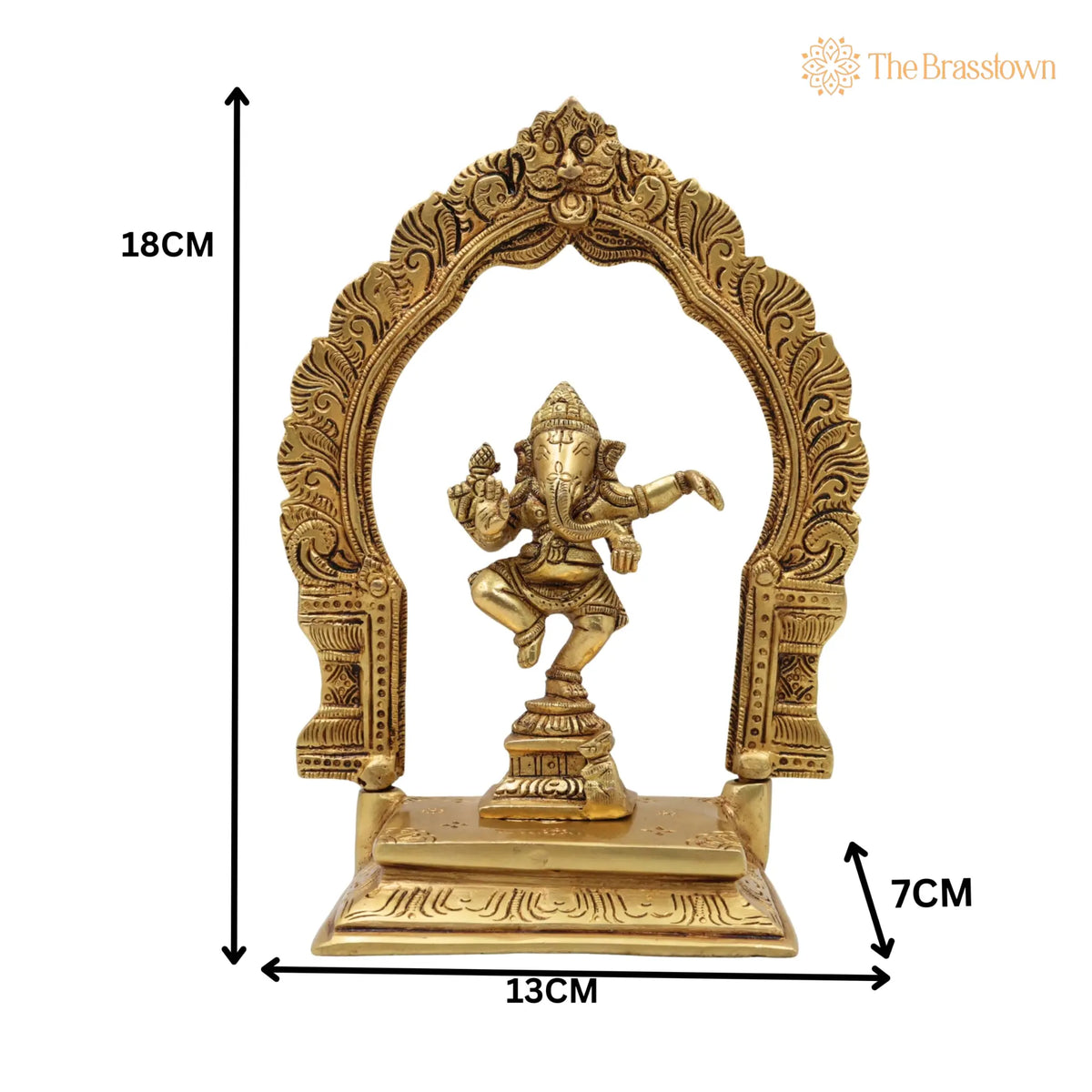 Brass Ganesha with Prabhavali Idol – Handcrafted Vinayaka Ganapati with Arch, Pillaiyar Ganesh Ji Murti for Home, Temple &amp; Gift Décor 7 Inch 5