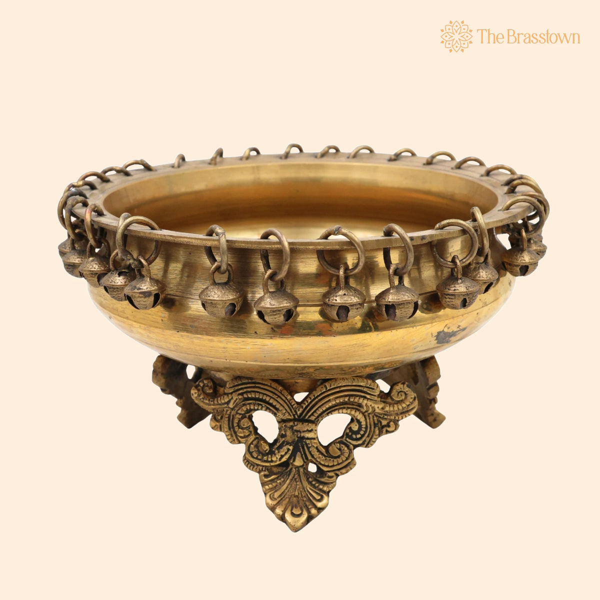 Brass Urli – Handcrafted Traditional Kerala Peetal Urli Bowl Décor, South Indian Pooja Flower Floating Pittal Uruli 5 Inch 1