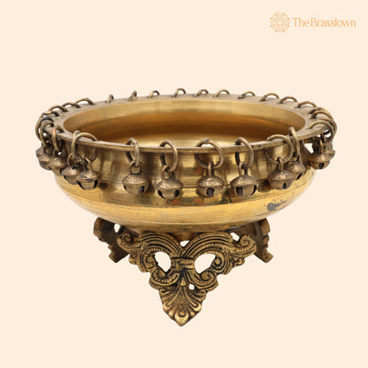 Brass Urli – Handcrafted Traditional Kerala Peetal Urli Bowl Décor, South Indian Pooja Flower Floating Pittal Uruli 5 Inch 1