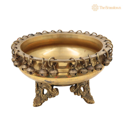 Brass Urli – Handcrafted Traditional Kerala Peetal Urli Bowl Décor, South Indian Pooja Flower Floating Pittal Uruli 5 Inch 2