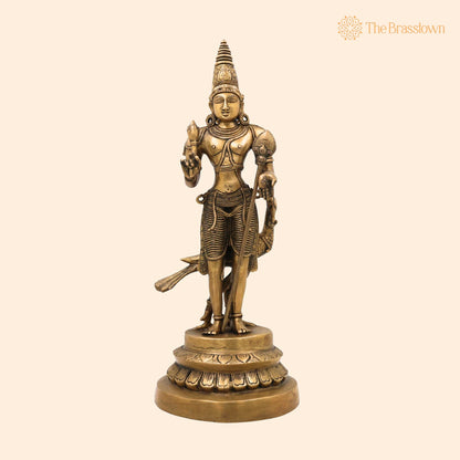 Brass Murugan Idol – Handcrafted Lord Kartikeya Skanda Subramanya Shanmukha Vel Murugan Statue for Pooja Room, Temple &amp; Home Décor 16 Inch 1
