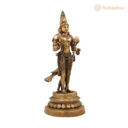 Brass Murugan Idol – Handcrafted Lord Kartikeya Skanda Subramanya Shanmukha Vel Murugan Statue for Pooja Room, Temple &amp; Home Décor 16 Inch 2