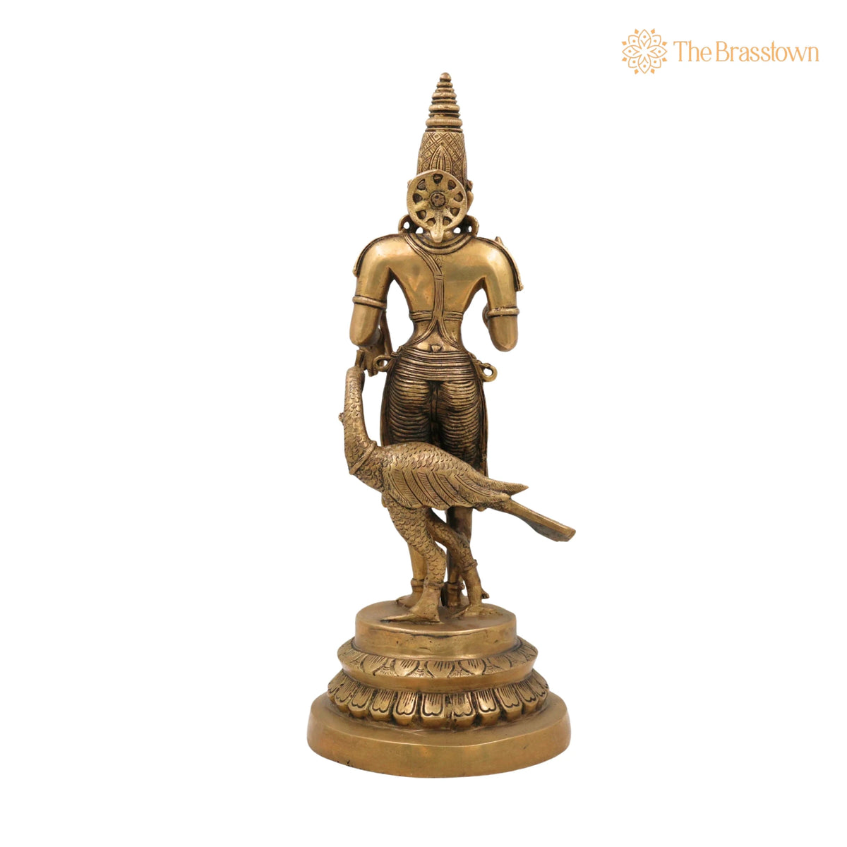Brass Murugan Idol – Handcrafted Lord Kartikeya Skanda Subramanya Shanmukha Vel Murugan Statue for Pooja Room, Temple &amp; Home Décor 16 Inch 4
