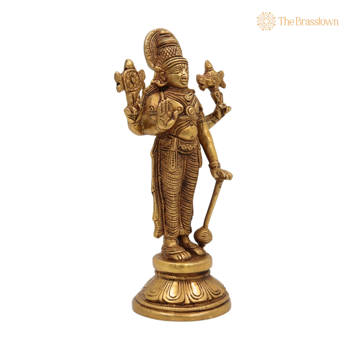 Brass Handmade Vishnu Idol – Narayana Murti, Temple &amp; Pooja Décor, Spiritual Gift 9 Inch 2