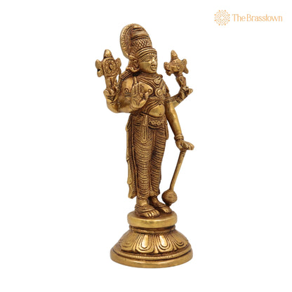 Brass Handmade Vishnu Idol – Narayana Murti, Temple &amp; Pooja Décor, Spiritual Gift 9 Inch 2