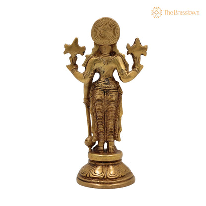 Brass Handmade Vishnu Idol – Narayana Murti, Temple &amp; Pooja Décor, Spiritual Gift 9 Inch 4