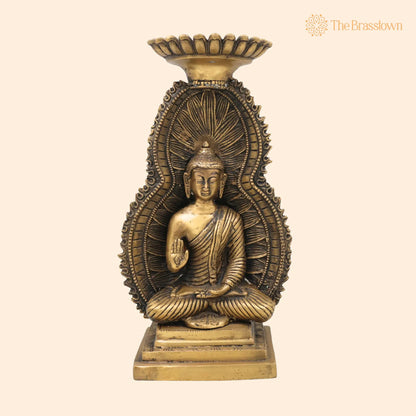 Brass Buddha Idol – Handcrafted Meditating Lord Buddha Murti, Gautama Buddha Statue for Pooja, Home Décor &amp; Spiritual Meditation 12 Inch 1
