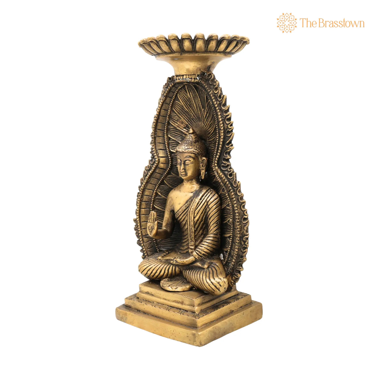 Brass Buddha Idol – Handcrafted Meditating Lord Buddha Murti, Gautama Buddha Statue for Pooja, Home Décor &amp; Spiritual Meditation 12 Inch 3