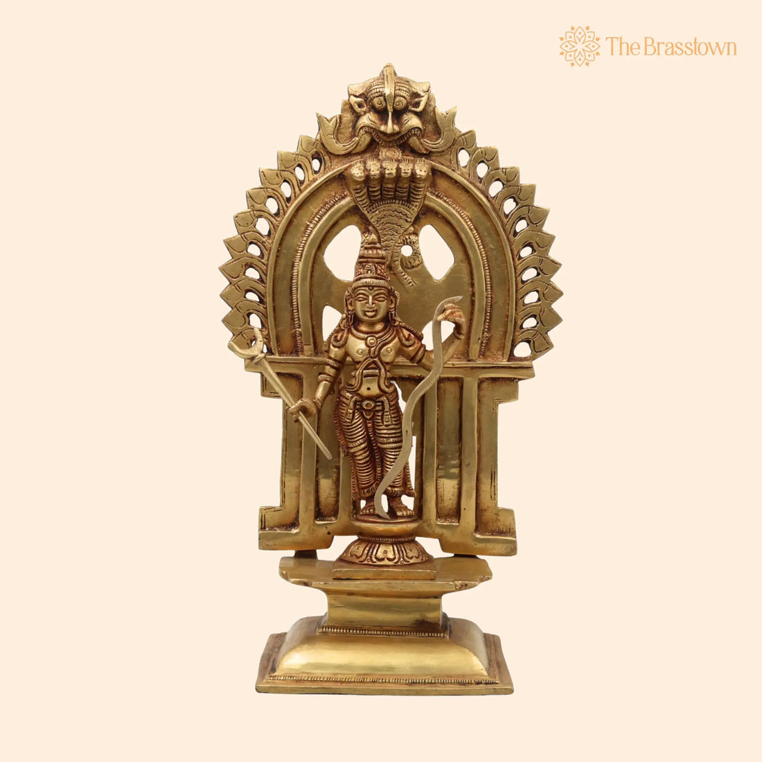 Brass Rama Idol With Prabhavali – Handcrafted Shri Ram Murti, Lord Ramachandra Vigraham, Ramar Brass Statue, Ram Lalla Idol 11.5 Inch 1