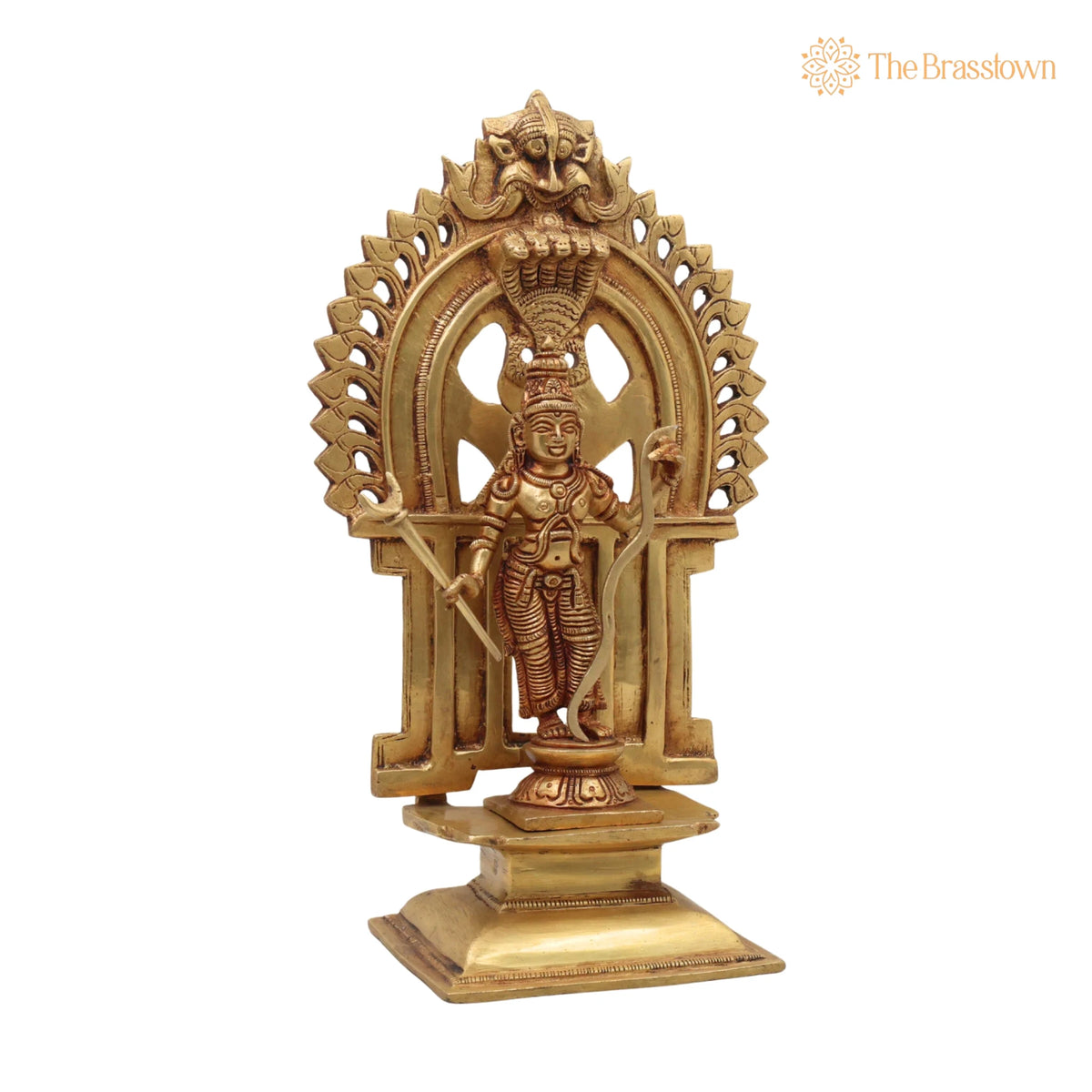 Brass Rama Idol With Prabhavali – Handcrafted Shri Ram Murti, Lord Ramachandra Vigraham, Ramar Brass Statue, Ram Lalla Idol 11.5 Inch 2