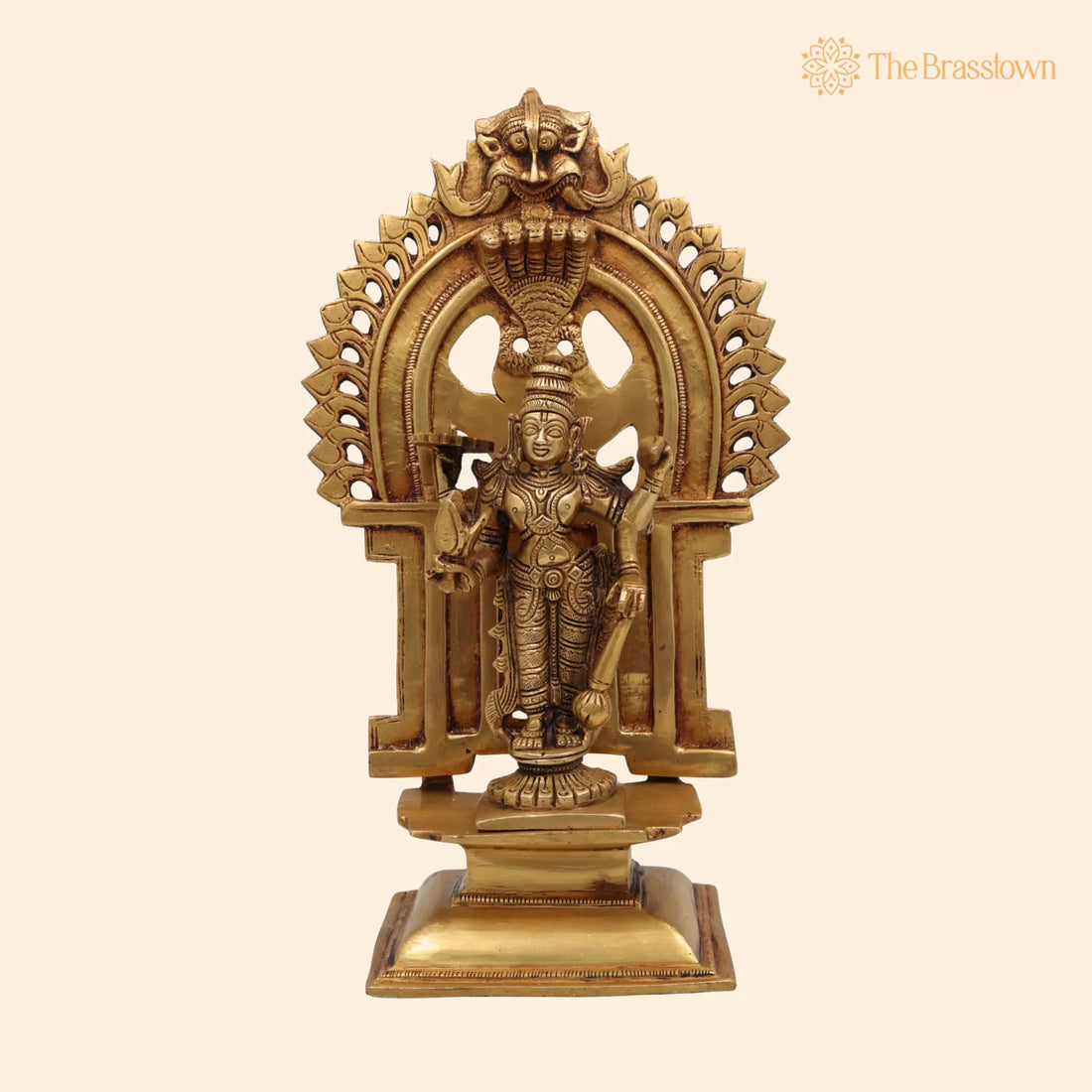 Brass Vishnu Balaji Srinivasa Govinda Idol – Handcrafted with Prabhavali for Home Temple Décor &amp; Pooja 11.5 Inch 1