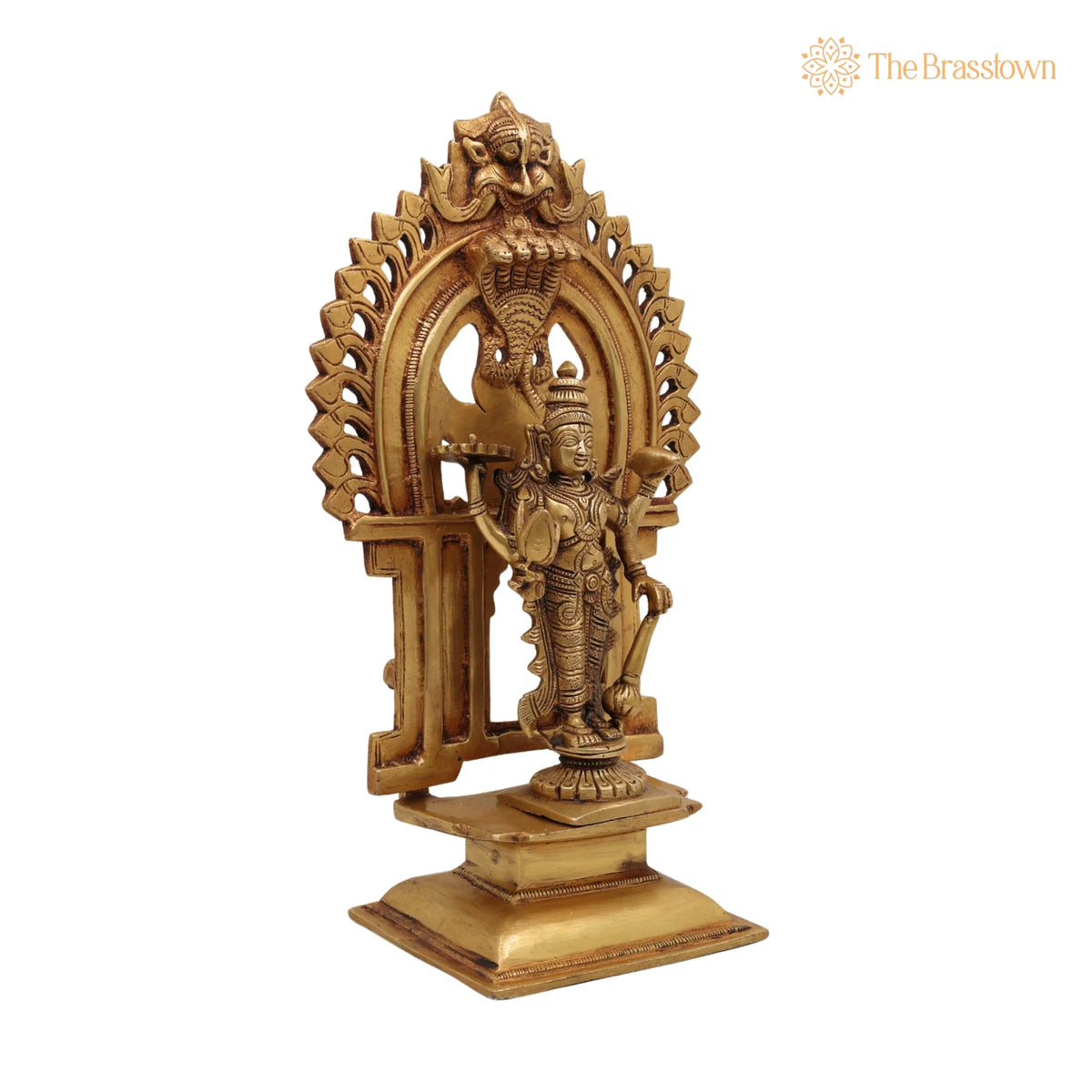 Brass Vishnu Balaji Srinivasa Govinda Idol – Handcrafted with Prabhavali for Home Temple Décor &amp; Pooja 11.5 Inch 2