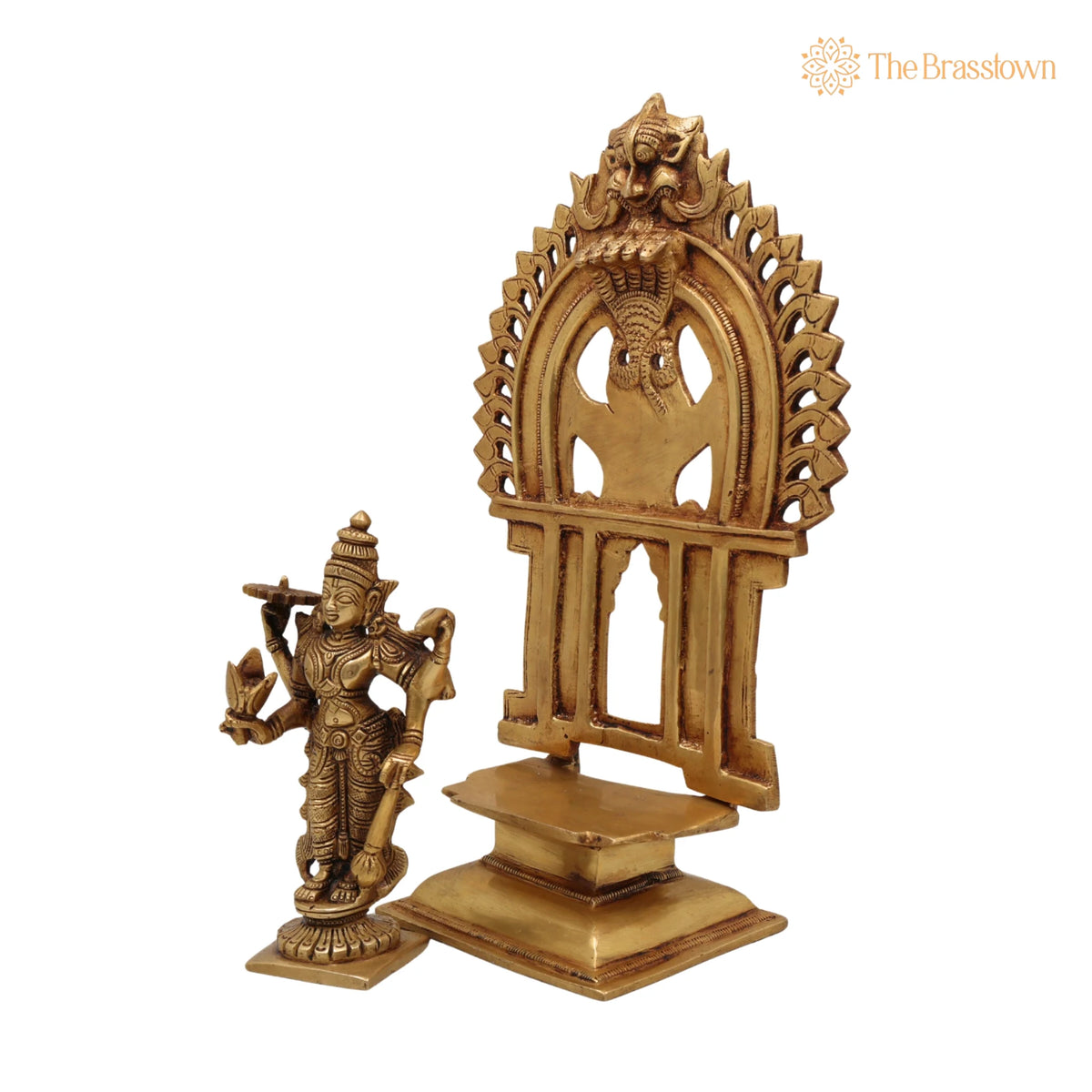 Brass Vishnu Balaji Srinivasa Govinda Idol – Handcrafted with Prabhavali for Home Temple Décor &amp; Pooja 11.5 Inch 3