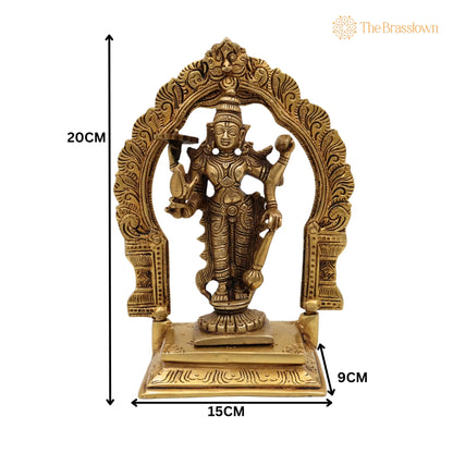 Brass Vishnu Idol with Prabhavali – Handcrafted Narayana Statue, Padmanabha, Ranganatha for Puja, Home Mandir &amp; Décor 8 Inch 5