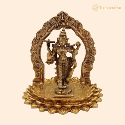 Brass Vishnu Venkateswara Balaji Idol with Prabhavali – Handcrafted Home Temple Décor &amp; Gift 8 Inch 1