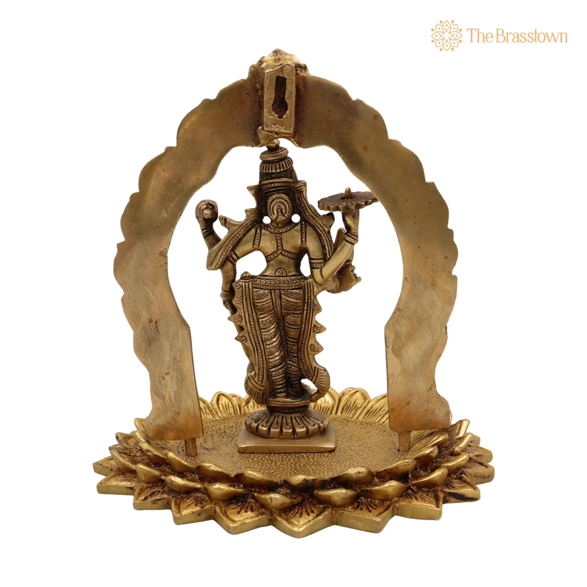 Brass Vishnu Venkateswara Balaji Idol with Prabhavali – Handcrafted Home Temple Décor &amp; Gift 8 Inch 4
