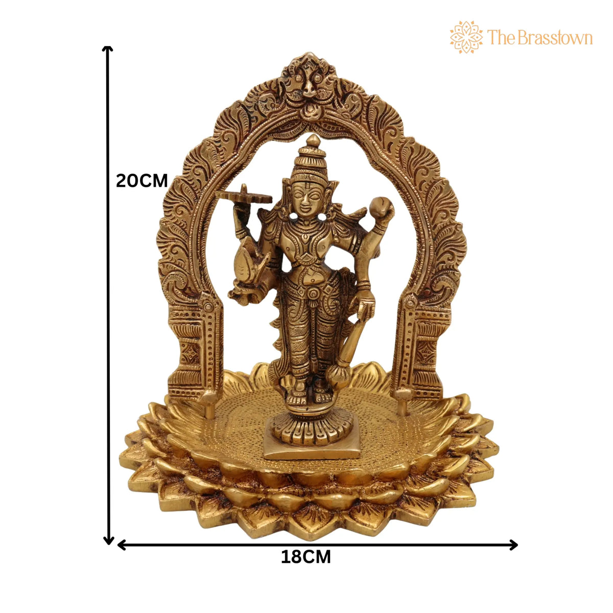 Brass Vishnu Venkateswara Balaji Idol with Prabhavali – Handcrafted Home Temple Décor &amp; Gift 8 Inch 5