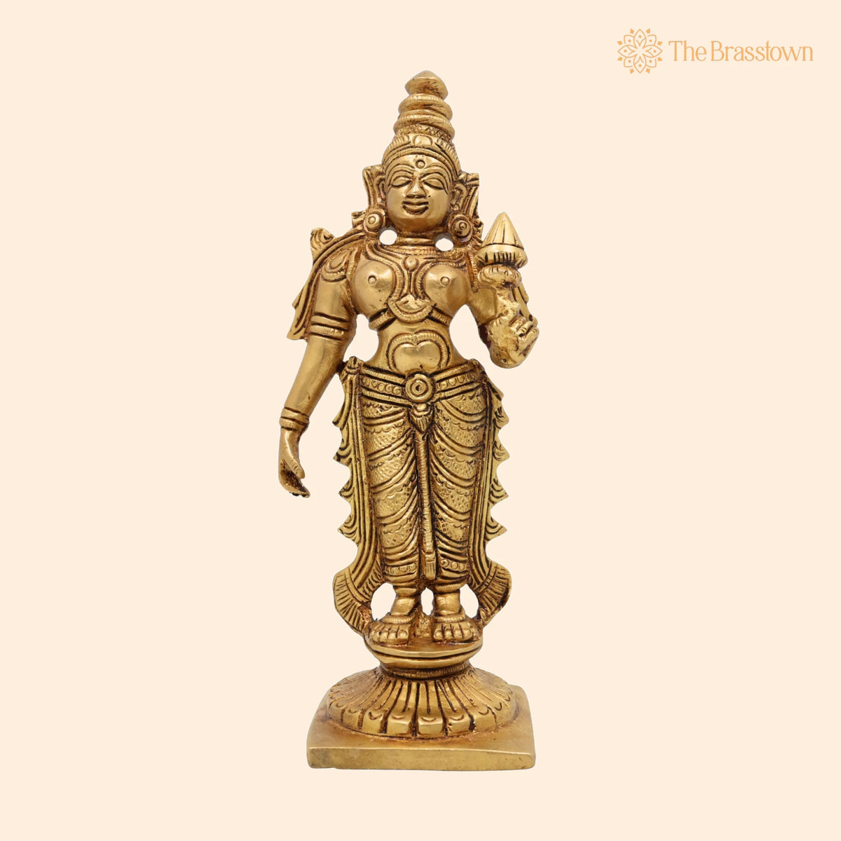 Handcrafted Brass Mahalakshmi Idol – Kamala Devi, Home Temple &amp; Diwali Gift 6 Inch 1