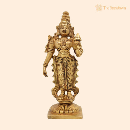 Handcrafted Brass Mahalakshmi Idol – Kamala Devi, Home Temple &amp; Diwali Gift 6 Inch 1