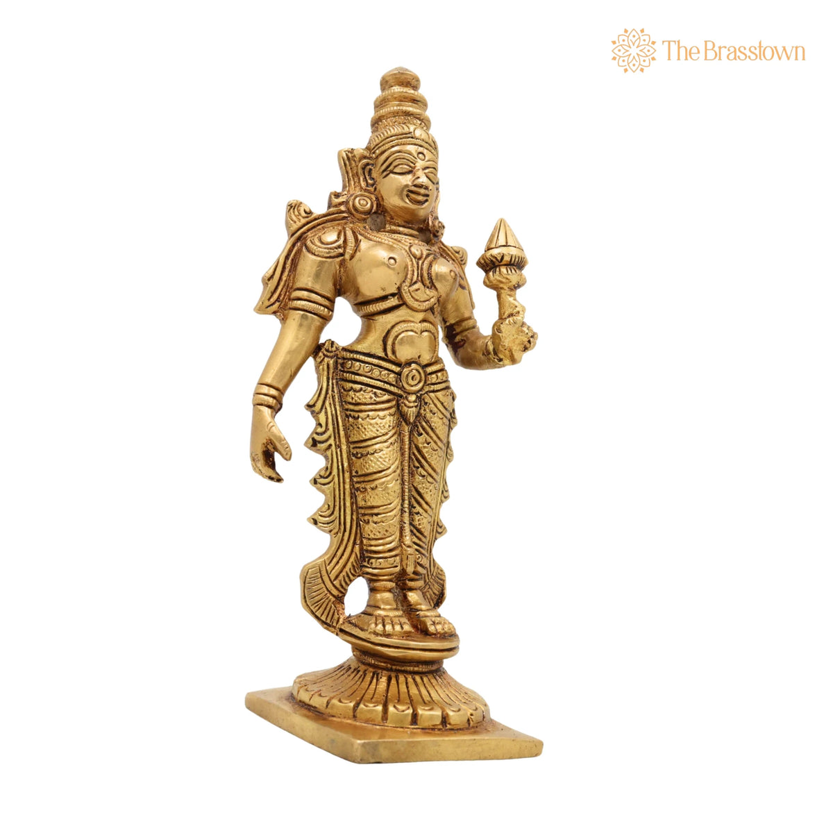 Handcrafted Brass Mahalakshmi Idol – Kamala Devi, Home Temple &amp; Diwali Gift 6 Inch 2