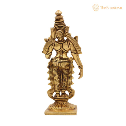 Handcrafted Brass Mahalakshmi Idol – Kamala Devi, Home Temple &amp; Diwali Gift 6 Inch 4