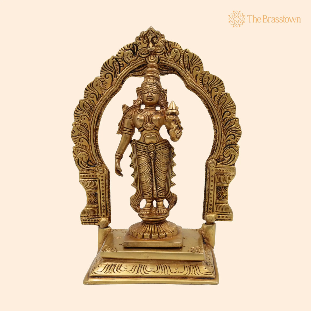 Handcrafted Brass Mahalakshmi Idol with Prabhavali – Shri Kamala Devi, Ashta Lakshmi, Padmavati, Home Temple &amp; Gift 8 Inch 1